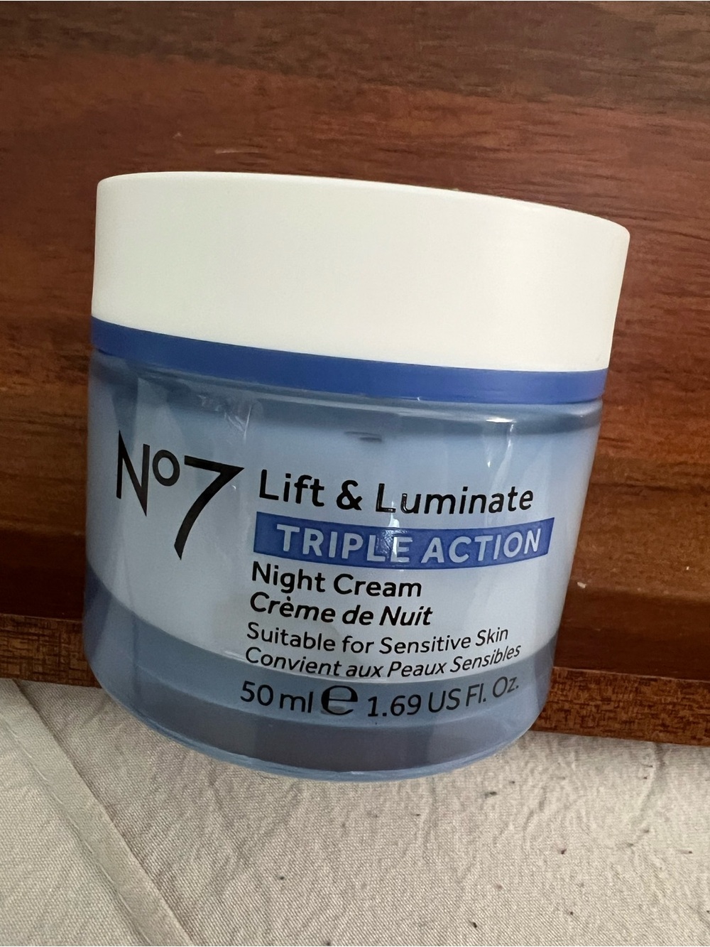 No7 Lift & Luminate Triple Action Night Cream — Light Blue